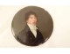 Round miniature on enamel portrait young man signed Hamm Empire XIXth