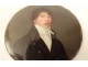 Round miniature on enamel portrait young man signed Hamm Empire XIXth