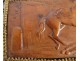 Bas-relief boxwood plaque carved dead horseman horse dog trumpet XVIII