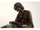 Bronze sculpture man seated book Allegory Knowledge marquee XIXth