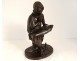 Bronze sculpture man seated book Allegory Knowledge marquee XIXth