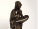 Bronze sculpture man seated book Allegory Knowledge marquee XIXth