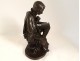 Bronze sculpture man seated book Allegory Knowledge marquee XIXth