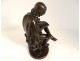 Bronze sculpture man seated book Allegory Knowledge marquee XIXth