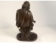 Bronze sculpture man seated book Allegory Knowledge marquee XIXth