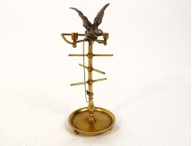 Baguier parrot bird silver gilt bronze perch XIXth century