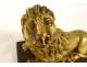 Sculpture paperweight gilt bronze lion lying Medici Italy XIXth century