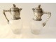 Pair of twisted sterling silver cut crystal decanters Minerva late 19th century