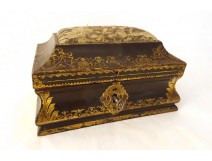 18th century bronze gilt lacquered wooden sewing box