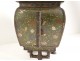 Cloisonne bronze covered pot box Fô dog birds signed late 19th century