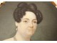 Painted miniature Céline Parmentier portrait woman pearl necklace 1831 XIXth