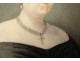 Painted miniature Céline Parmentier portrait woman pearl necklace 1831 XIXth