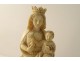 Virgin and Child crowned ivory carved Gothic Jesus bird XIXth