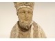 Statue bust bishop Saint miter Limousin wood carved polychrome XVIIIth