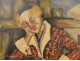 Painting Portrait of beautiful HST Clown Géli 1959