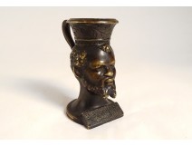 Pyrogen bronze head Nubian character XIXth century