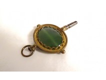 Key old watch key gilded brass agate moss nineteenth century