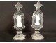 Pair of crystal-ceramic oratory ornaments Virgin Child Christ cross XIXth