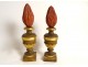 Pair of fire pots woodwork elements carved wood decoration XVIIIth century vases