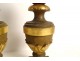 Pair of fire pots woodwork elements carved wood decoration XVIIIth century vases