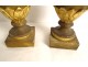 Pair of fire pots woodwork elements carved wood decoration XVIIIth century vases
