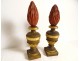 Pair of fire pots woodwork elements carved wood decoration XVIIIth century vases