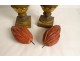 Pair of fire pots woodwork elements carved wood decoration XVIIIth century vases
