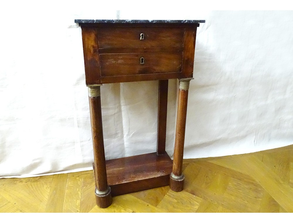 Tble d'ppoint frnçise de style 2e Empire en bronze et mrbre En vente sur 1stDibs