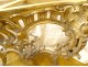 Console Louis XV gilded stuccoed wood shells flowers marble breccia XIXth