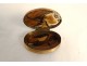 Small oval box agate pomponne gilded metal XIXth century