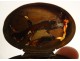 Small oval box agate pomponne gilded metal XIXth century