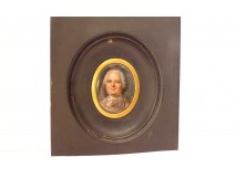 Miniature painted portrait noble man aristocrat gentleman late 18th century