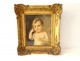 HST painting portrait young child gilded stucco frame late 18th early 19th century