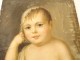 HST painting portrait young child gilded stucco frame late 18th early 19th century