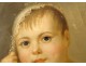 HST painting portrait young child gilded stucco frame late 18th early 19th century