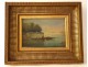 HSP landscape painting Venice French garden gondola characters XIXth century