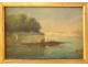 HSP landscape painting Venice French garden gondola characters XIXth century