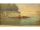 HSP landscape painting Venice French garden gondola characters XIXth century