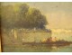 HSP landscape painting Venice French garden gondola characters XIXth century