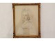 Drawing portrait young elegant woman pearl necklace 1786 XVIIIth century