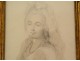 Drawing portrait young elegant woman pearl necklace 1786 XVIIIth century