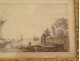 Nautical engraving boats ships boats landscape characters XIXth century