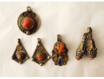 Kabyle necklace silver enamel Algeria Berber Maghreb pendants 20th century