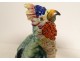 2 polychrome German porcelain parrots flowers late 19th early 20th century