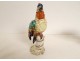 2 polychrome German porcelain parrots flowers late 19th early 20th century