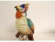 2 polychrome German porcelain parrots flowers late 19th early 20th century