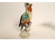 2 polychrome German porcelain parrots flowers late 19th early 20th century