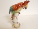 2 polychrome German porcelain parrots flowers late 19th early 20th century