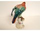 2 polychrome German porcelain parrots flowers late 19th early 20th century