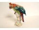 2 polychrome German porcelain parrots flowers late 19th early 20th century
